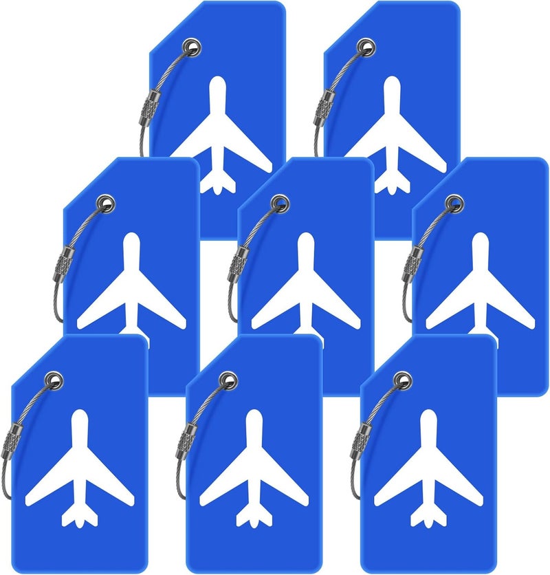 M-sorflly Luggage Tag for Suitcases, Quickly Spot 8 Pack Luggage Identifier Tags, Travel Accessories Name Tags for Backpacks, Suitcases, Travel Bags, Baggage, Cruise - Flexible Silicone (Blue) - Image 1